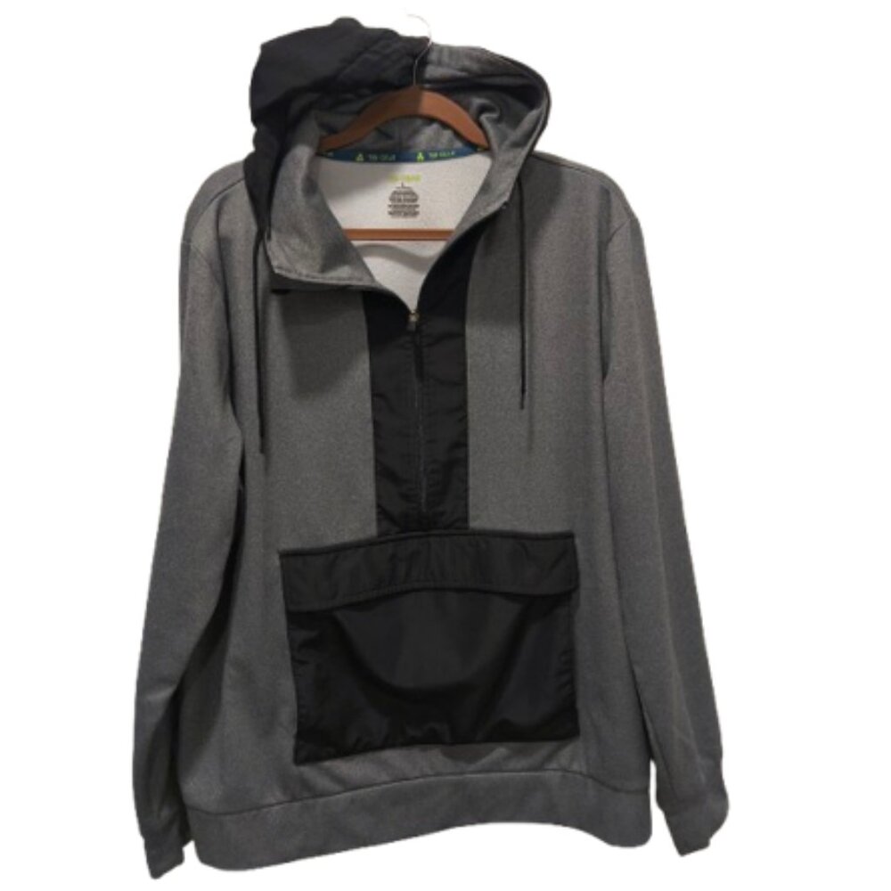 Tek Gear Hoodie L grey/black half zip pullover